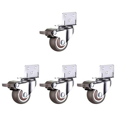 Imagem de 4 Peç Placa Giratória Rodízios Girar 360 com Substituição de Freio para Móveis Carrinhos de Cama de Bebê de, 2,5 cm