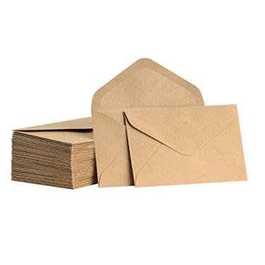 Imagem de Envelopes Kraft ValBox 100 peças 120 GSM marrom contorno aba envelopes de convite para chá de bebê, Gruaduation, casamento, convites - aba com gomas, Marrom, Mini (4.1x2.75 Inches)