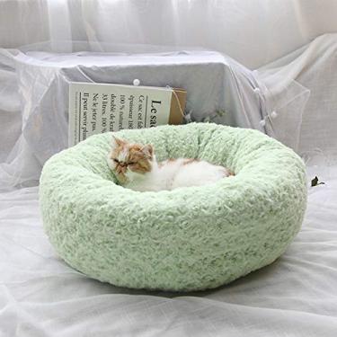 Imagem de Cama de gatinho macia para gato caverna rosquinha de pelúcia quente cuddler cama portátil para cachorro canil almofada lavável tapetes para animais de estimação para gato e cachorro pequeno-L-Green
