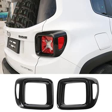 Imagem de Capa de luz traseira para Jeep Renegade 2016 2017 2018 acessórios ABS moldura da lâmpada traseira moldura guarnição exterior guarda preto brilhante