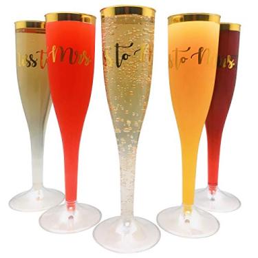 Imagem de 30 peças de vidro clássico transparente com aro dourado para torrar flautas de champanhe (Miss to Mrs.)