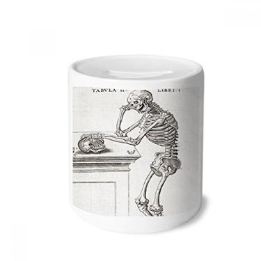 Imagem de DIYthinker Decoração esqueleto corpo humano padrão caixa para dinheiro caixa de cerâmica porta-moedas presente de cofrinho