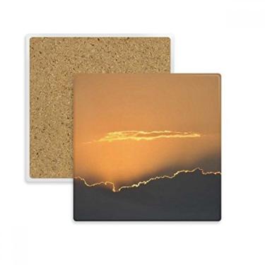 Imagem de Porta-copos quadrado laranja escuro nuvens porta-copos tapete para caneca subplaca suporte pedra isolante