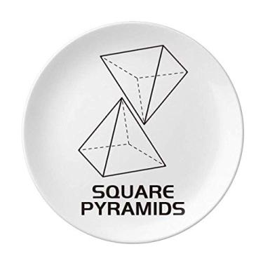Imagem de Prato geométrico matemático quadrado pirâmide decorativo de porcelana salver louças de jantar