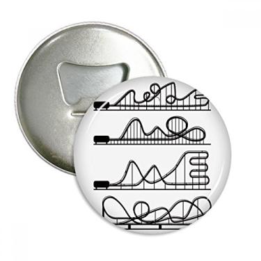 Imagem de Abridor de garrafa preto com contorno de porta-copos de parque de diversões, emblema multifuncional