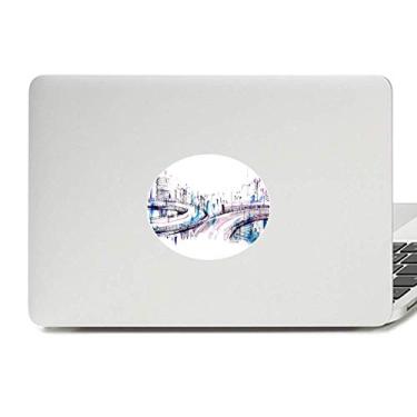 Imagem de Adesivo de notebook com emblema de vinil arranha-céus de construção moderna