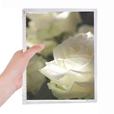 Imagem de Caderno de rosas brancas escuras, tamanho grande, folhas soltas, diário recarregável, papelaria