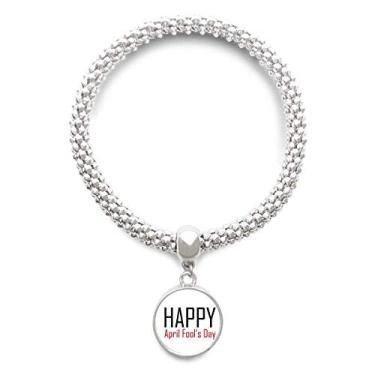 Imagem de DIYthinker Pulseira de prata com pingente de corrente ajustável Celebrate April Fool's Day Festival Holiday