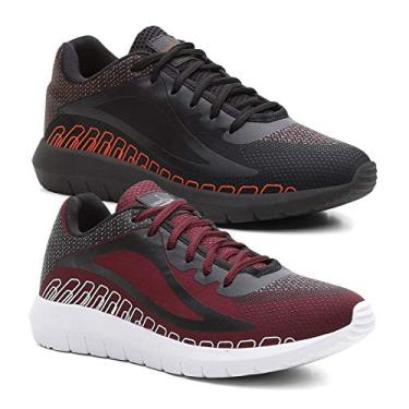 Imagem de Kit 2 Tênis Masculino SPEED Confort Urban Academia - PretoVermelho/Vermelho - 38