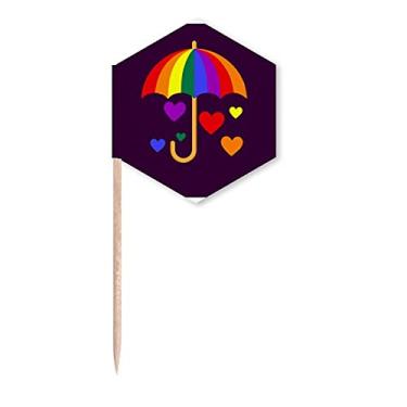 Imagem de Guarda-chuva arco-íris tolerância amor palito bandeiras cupcake palitos festa celebração