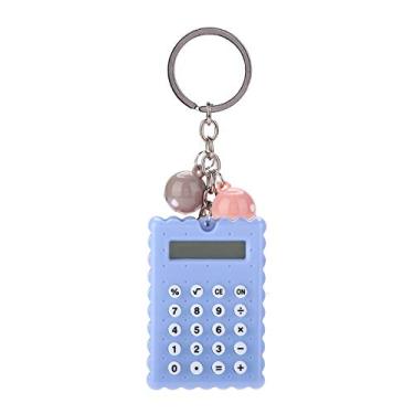 Imagem de cigemay Calculadora de bolso, calculadora de chaveiro, linda calculadora de chaveiro, para crianças estudantes, crianças (cinza e roxo)