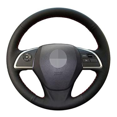 Imagem de Capa de volante de carro confortável e antiderrapante costurada à mão em couro preto, apto para Mitsubishi Mirage 2014 ASX Outlander 2013 2014