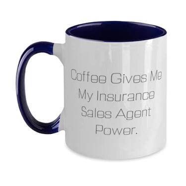 Imagem de Coffee Give Me My Insurance Sales Agent Power. Caneca de dois tons, 325 ml, agente de vendas de seguros, presente épico para agente de vendas de seguros