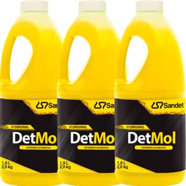 Imagem de 3 Detmol Sandet 2L Shampoo Lava Autos Detergente Automotivo Para Limpeza Pesada