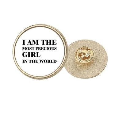 Imagem de I Am The Precious Girl Art Deco Fashion Round Metal Dourado Broche Clip, Medium, não aplicar