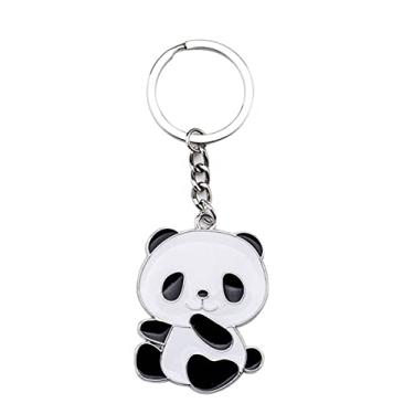 Imagem de Odetojoy 1 chaveiro Panda adorável de metal Panda chaveiro para crianças desenho animado Animal chaveiro