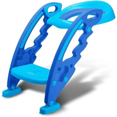 Imagem de Assento Redutor Infantil para Vaso Sanitário Troninho com Escada Step Potty Azul