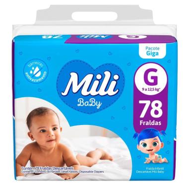 Imagem de Fralda Mili Baby Tamanho G Pacote Giga 78 Unidades Descartáveis