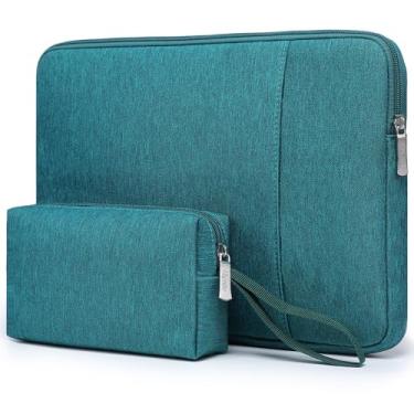 Imagem de HYZUO 14-15 Polegadas Capa para Notebook para MacBook Air 15 M3 M2, MacBook Pro 15, 15" Surface Laptop, Dell XPS 15 Plus, Pasta Case para 14" HP Lenovo ThinkPad Asus Acer NoteBook, Verde escuro