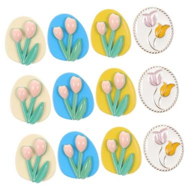 Imagem de TOPPERFUN 12 Unidades acessórios para botões páscoa faça você mesmo confecção vintage desenhos animados para assistir tulipas botões artesanato DIY botões decorativos camisa decorar