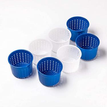 Imagem de Moldes para fazer queijos, molde para fazer queijos, coalho, moldes de queijo, queijo, coalho, bovina, cabra, utensílios de cozinha, queijo duro, leite | 0,3 L/0,08 gal/0,23 g azul + branco original H