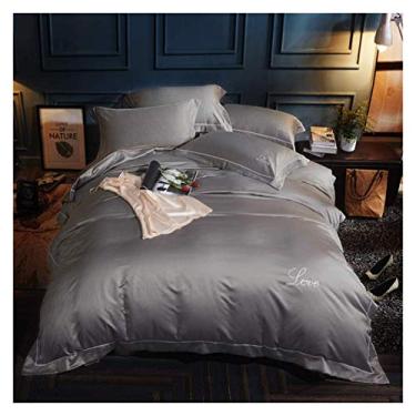 Imagem de Jogo de cama com 4 peças, capa de colcha, seda lavada, fácil de cuidar e algodão super macio, macio 100% (8 king)