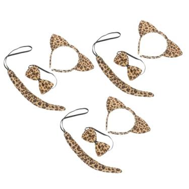 Imagem de 3 conjuntos de tiara de desenho animado conjunto de joias de cabelo para mulheres tiara de animal para kit de acessórios de Halloween roupas tiara para fantasia para cosplay tecido terno de três peças