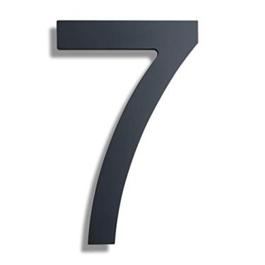Imagem de Números de casa modernos de 20 cm – Número de endereço residencial flutuante de aço inoxidável, fácil de instalar, acabamento preto, Number 7