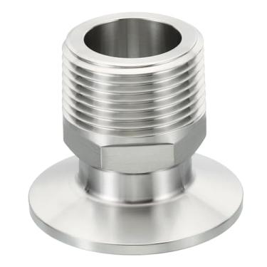 Imagem de PATIKIL Adaptador de três braçadeiras TC de 5 cm, conexões Tri-Clover para NPT Adaptador de rosca macho hexagonal 304 aço inoxidável para alimentos e bebidas lácteas, 50,5 mm