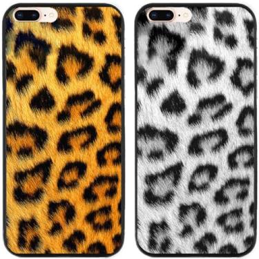 Imagem de 2 peças de capa de telefone traseira de silicone em gel TPU com estampa de leopardo para Apple iPhone todas as séries (iPhone 7 Plus/iPhone 8 Plus)