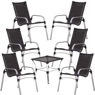 Imagem de Kit 6 Cadeiras Emily Mesa Garden em Alumínio e Fibra Trama