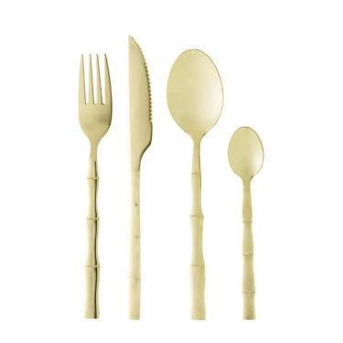 Imagem de Faqueiro 16 Peças de Aço Inox Bambu Elegant Champanhe