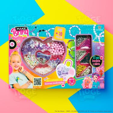 Imagem de Kit de Miçangas Infantil Porta-joias Coração Faça Você Mesmo Bijuterias Pulseiras Colares Acessórios Makebrinq