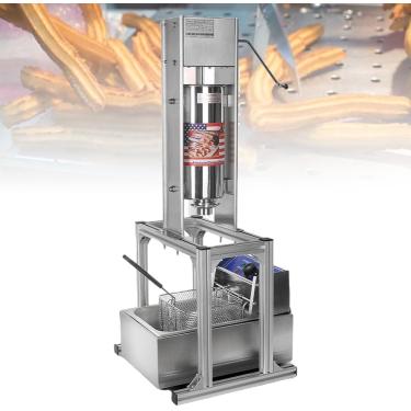 Imagem de Fabricante de donuts espanhol manual, enchimento de máquina de churro para fritadeira elétrica, fabricante de donuts espanhol vertical de aço inoxidável com 4 moldes, para restaurante, cafet