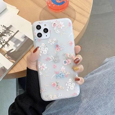 Imagem de 3D Relief Painted Phone Case para iphone 12 Mini 11 Pro XS Max 7 8 Plus 6 6s X XR Flor em relevo Soft Silicone Protetor Capa traseira, 02,12 pro max 6.7