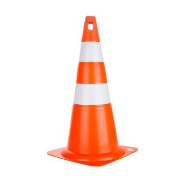 Imagem de Cone Rígido para Sinalização e Segurança Laranja/ Branco 75cm - Pic