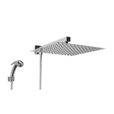 Imagem de Ducha Inox 304 30x30 cm c/ Desviador e Ducha Manual em ABS com Trava -