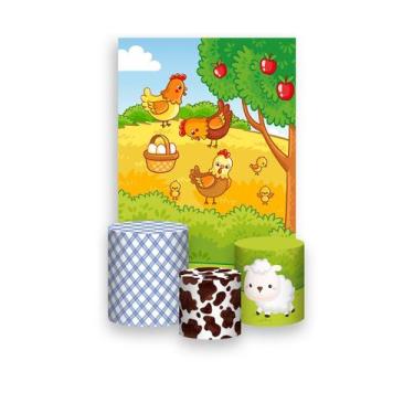 Imagem de Painel De Festa Vertical 1,50 x 2,20 + Trio De Capas Cilindro - Fazend