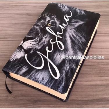 Imagem de Bíblia sagrada Leão Yeshua - Letras Grandes Evangélica Com Harpa e ind