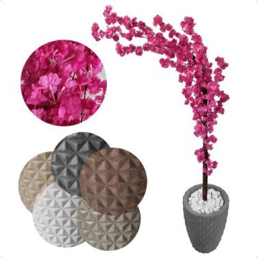 Imagem de Cerejeira Japonesa Artificial Curvada Pink Grande Vaso Decorativo - Fl