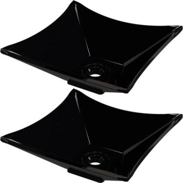 Imagem de Kit 02 Cubas de Apoio Quadrada Lux Para Banheiro Lavabo C01 L30 Preto 