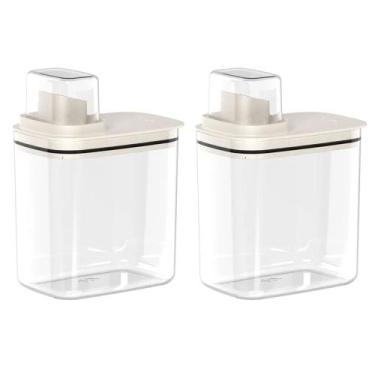 Imagem de Kit 2 Dispenser Organizador Lavanderia 1,5 L Multiuso Bege - Ou