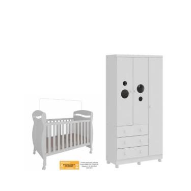 Imagem de Berço Junior e Guarda Roupa Bolinha Moveis Peroba 03 portas 100% MDF B