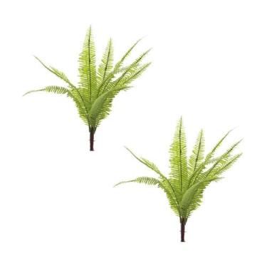 Imagem de Kit c/ 2 Ramos Samambaia Planta Artificial Permanente Flor Arte 33cm
