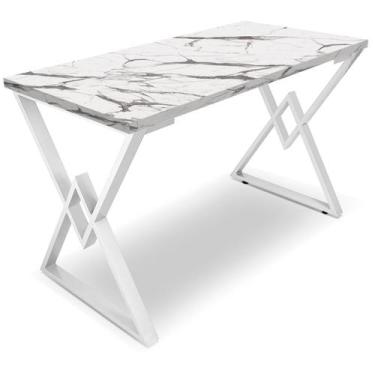 Imagem de Mesa P/ Escritório Jantar Gamer Ouro 1,00x0,60 Em Aço Tampo Em Madeira