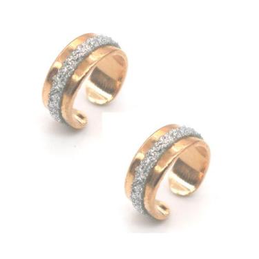 Imagem de Par brinco de pressão para cartilagem folheado fake piercing argola br