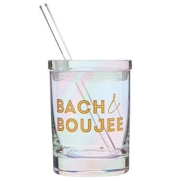 Imagem de Slant Collections Presente de chá de panela de casamento duplo copo de coquetel à moda antiga, 295 ml, Bach & Boujee