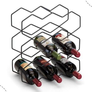 Imagem de  Adega De Vinho Suporte Para 9 Garrafas Black Aramada Suporte Mini Bar