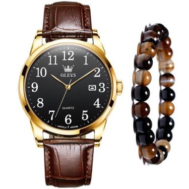 Imagem de Relógio Olevs Casual Masculino Gold + Pulseira Silicone Kit  - PENDULA