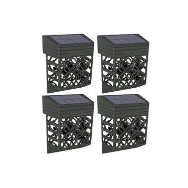 Imagem de Kit 4 Luminárias LED Arandela Parede Energia Solar Impermeável Quente 